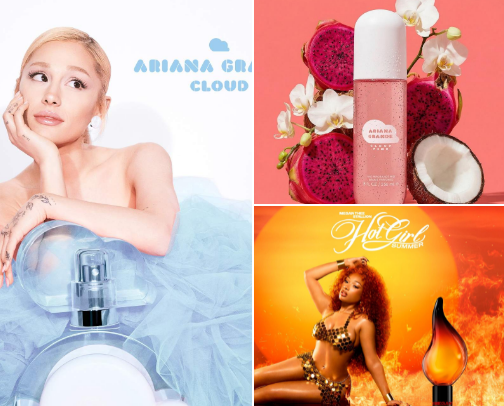 Perfumes and Body Mists in collab with artists and musicians. Beauty Eau de Parfum cover photo collage