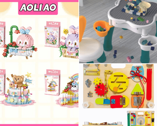 Children's toys cover photo collage