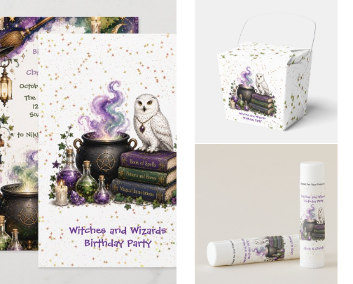 Magical Witches and Wizards Birthday Party cover photo collage