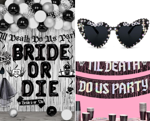 The ‘Til Death Do Us Party’ Bachelorette Theme That’s Equal Parts Spooky + Chic 💀✨🍾 cover photo collage