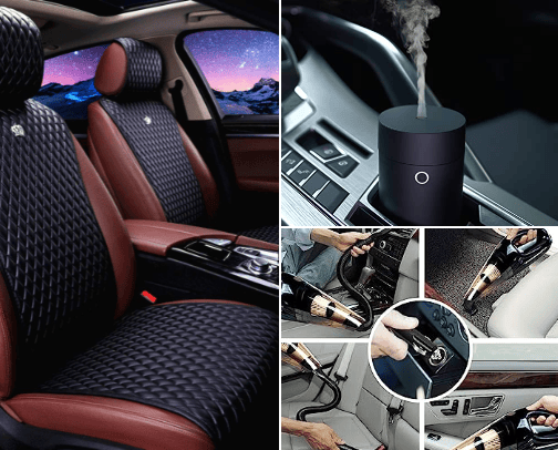 Car decor and necessities cover photo collage