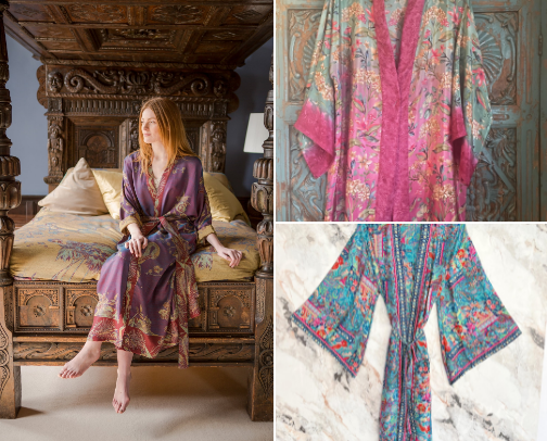 Elegant Silk Robes & Kimonos cover photo collage