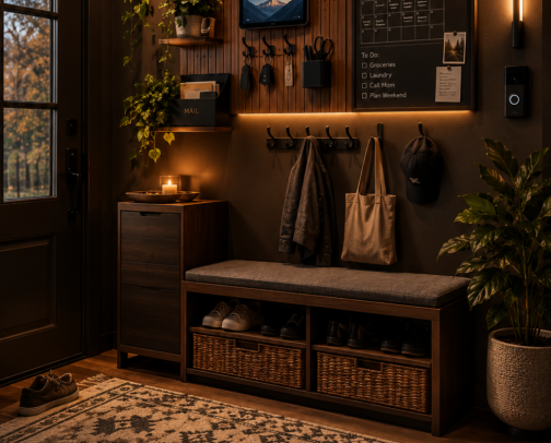 Smart Entryway Essentials I Used to Build My Dream Mudroom Command Center cover photo collage
