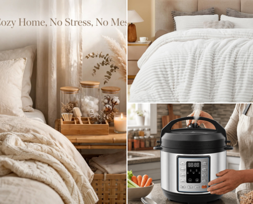 Cozy Home, No Stress, No Mess cover photo collage