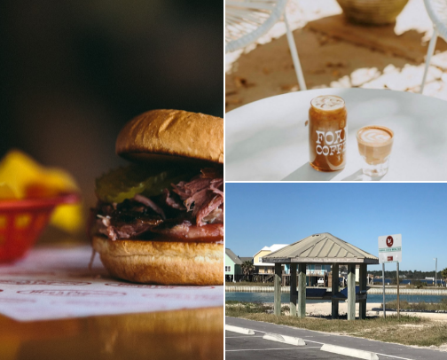 Gulf Shores, AL musts - do, eat, coffee cover photo collage