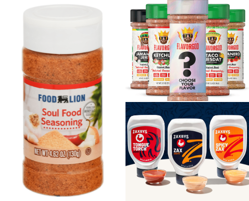 Snacking, foods, seasonings cover photo collage