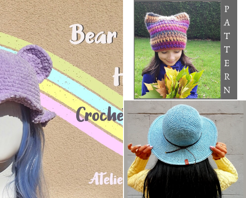 Crochet Patterns for Hats, Bags & Blankets cover photo collage