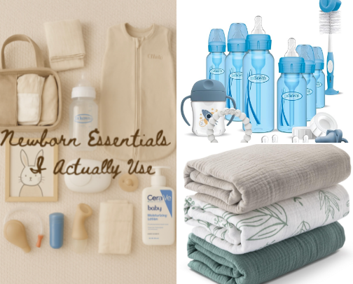 ✨Newborn Essentials I Actually Use (2nd-Time Mom Approved) cover photo collage