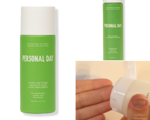 Acne friendly skincare products cover photo collage