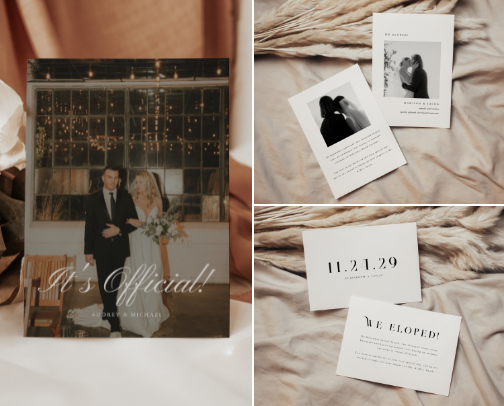 Affordable Elopement Announcement Cards & Invitations for Couples cover photo collage