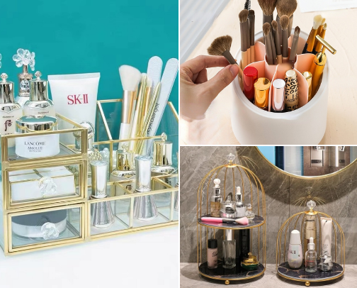 Makeup organizers cover photo collage