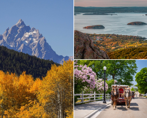 12 US Family Escapes to Slow Down Together: National Parks, Lakes & Beach Towns cover photo collage