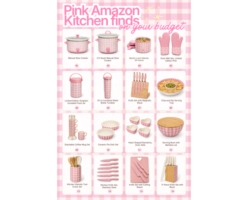 Pink Amazon Kitchen Finds cover photo collage
