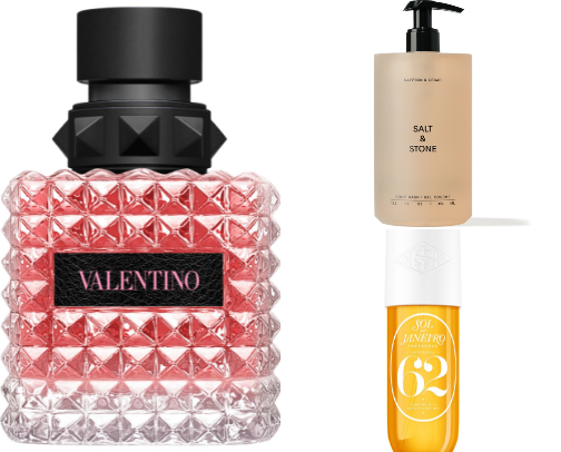 Perfumes, body spray and lotion cover photo collage
