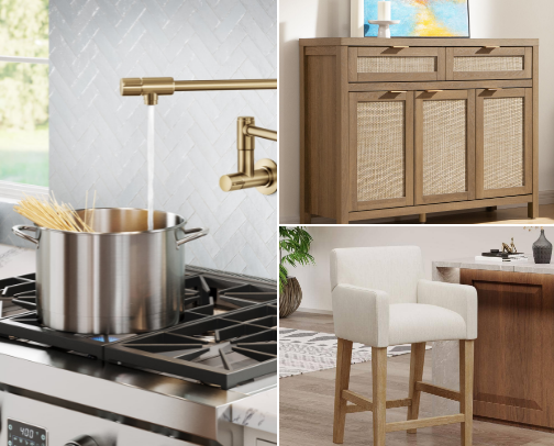 Must-have kitchen and living room items cover photo collage