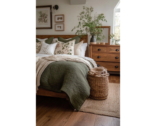 Create This Green Bedroom Look cover photo collage