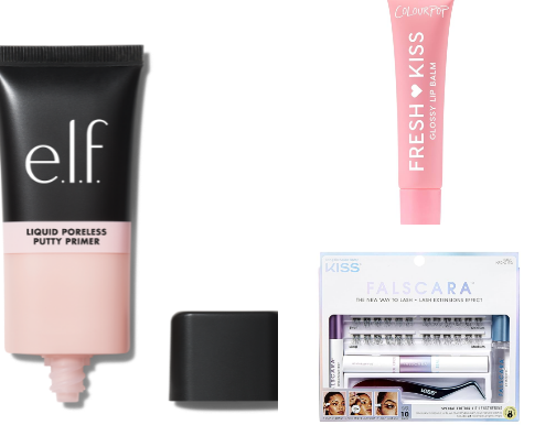 Simple makeup products cover photo collage