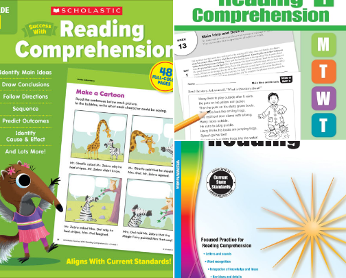 Read Free - Scholastic Success with Reading Comprehension Grade 1 Workbook for Early Readers cover photo collage