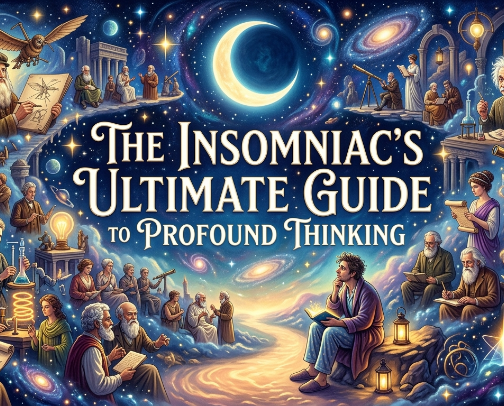 The Insomniacs Ultimate Guide to Profound Thinking cover photo collage