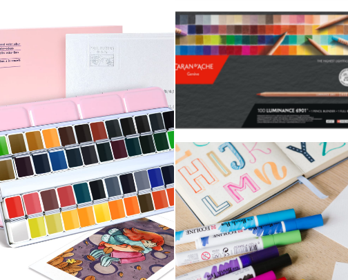 Art supplies cover photo collage