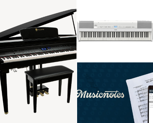 Musical Gear For Pianists, Guitarists, and Singers cover photo collage