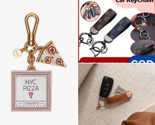 Fashionable and functional key chains cover photo collage