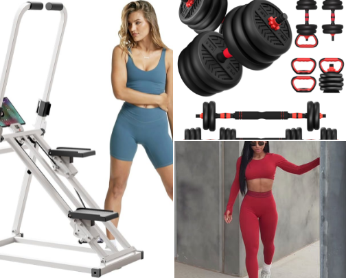 At home workout equipment cover photo collage
