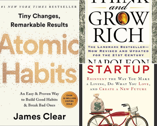Self-improvement books cover photo collage