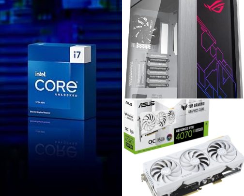 i7‑47W‑V1 - White RTX 4070 Ti Super With Intel i7‑13700KF PC Build cover photo collage