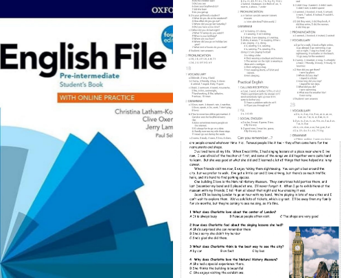 Free PDF - English file 4th edition pre-intermediate; student's book with online practice companions cover photo collage