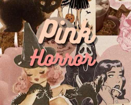 what I'm reading - pink horror for Halloween cover photo collage