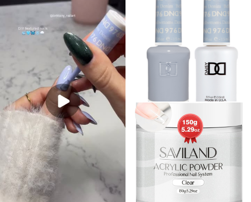 🩵❄️ frosty blue textured nails cover photo collage