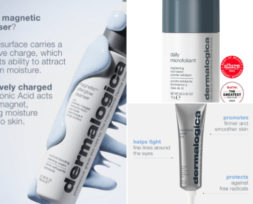 Products for dry skin cover photo collage