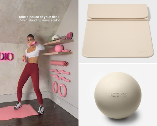 At home girly workouts & equipment I love! Beginner friendly. 🩷 cover photo collage