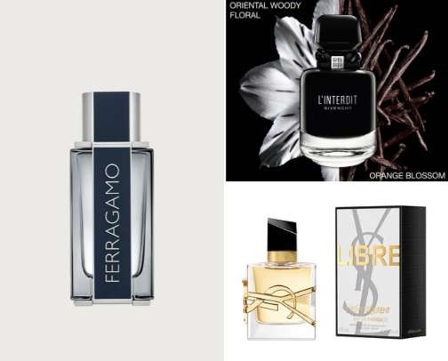 Parfumes, eau de toilettes and other fragrances for her and him cover photo collage