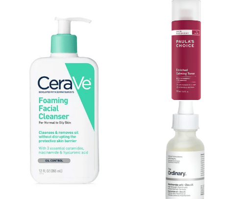 gentle and effective skincare routine for acne-prone skin !! cover photo collage