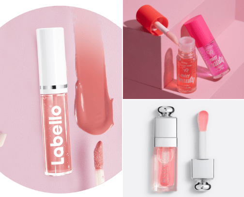 Lip oils cover photo collage