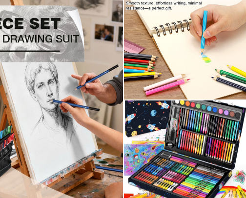 Creative art supplies cover photo collage