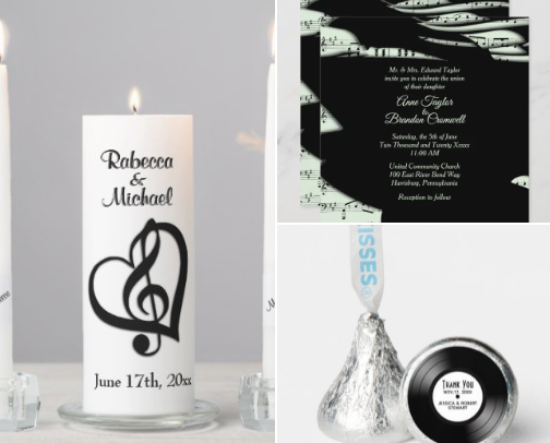 An Awesome Music Themed Wedding cover photo collage