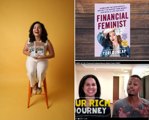 POV- the top 25 personal finance books, podcasts, & videos to build wealth without shaming yourself. cover photo collage