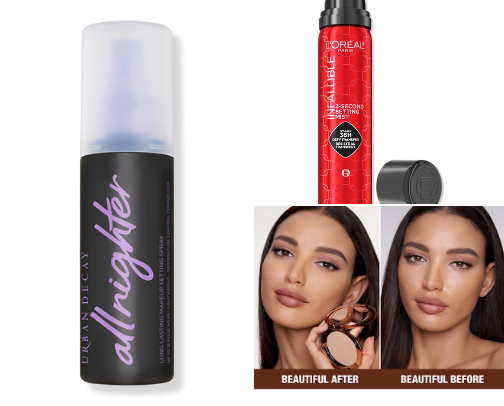Set that face- summer setting sprays/powders cover photo collage