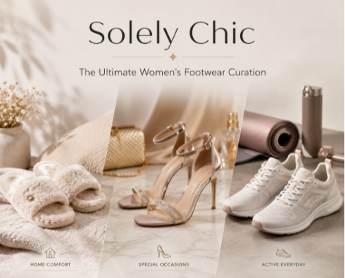 Solely Chic: The Ultimate Women's Footwear Curation cover photo collage