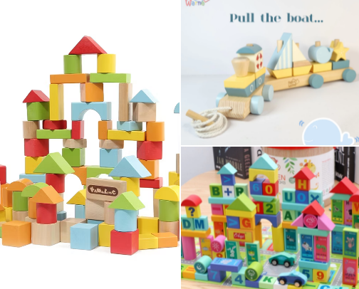 Wooden Building Blocks for Kids – Safe, Creative, and Fun Learning Play cover photo collage