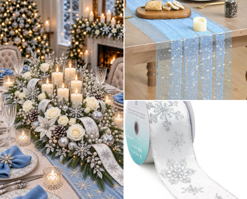 Elegant Silver & White Christmas Table Decor cover photo collage