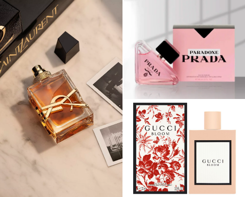 Perfumes and fragrances cover photo collage