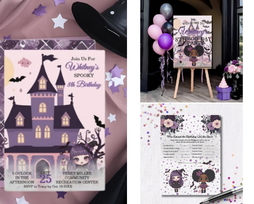 Spooky Cute Party Kit | instant Download Gothic Birthday Decor | Chibi Witch Theme cover photo collage