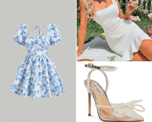 Dresses and high heel shoes cover photo collage