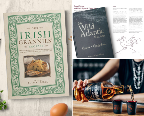 Savoring Ireland:Cookbooks From Cottage Fires to City Tables cover photo collage
