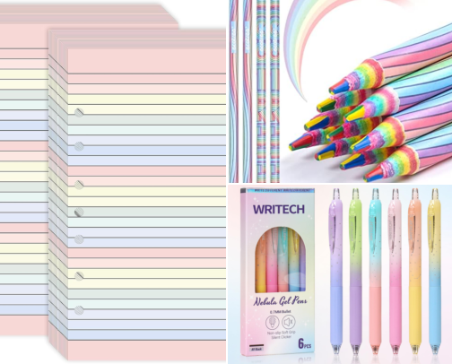 Rainbow Stationery & School Supplies ✏️🌈🗒️ cover photo collage