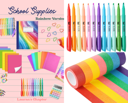 Rainbow School Supplies cover photo collage